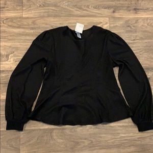 Peplum black long sleeve top NEW